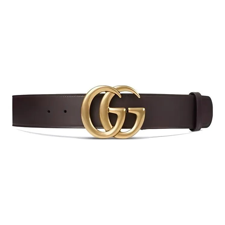 GUCCI Genuine Leather Leather Belts Men's Brown Width: 4CM-1