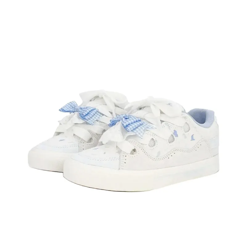 Yalu Wear resistant And Lightweight Low Top Skateboard Shoes Women's Cream Blue-3