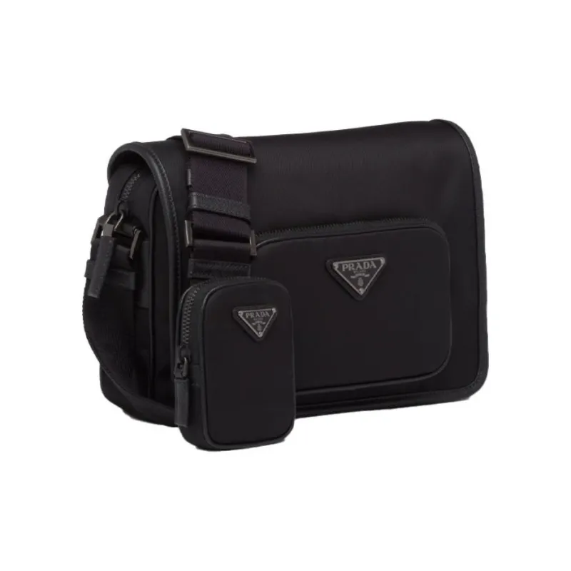 PRADA Saffiano Leather Shoulder Bag Crossbody Bag Men's Black-1