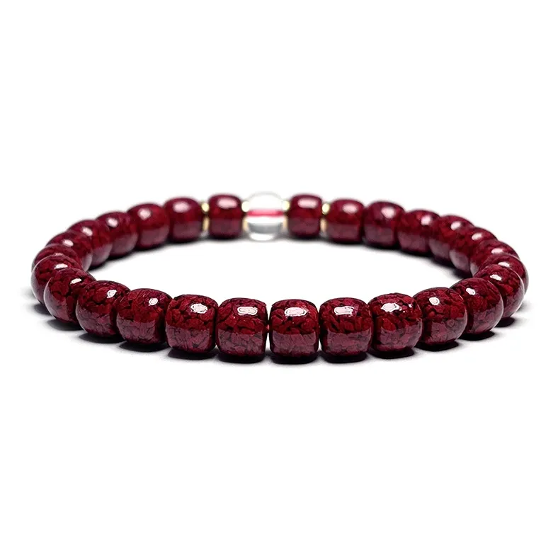MOUNTAINS AND MANS Cinnabar New Chinese Style Peaceful Auspicious Beaded Bracelet Unisex-1