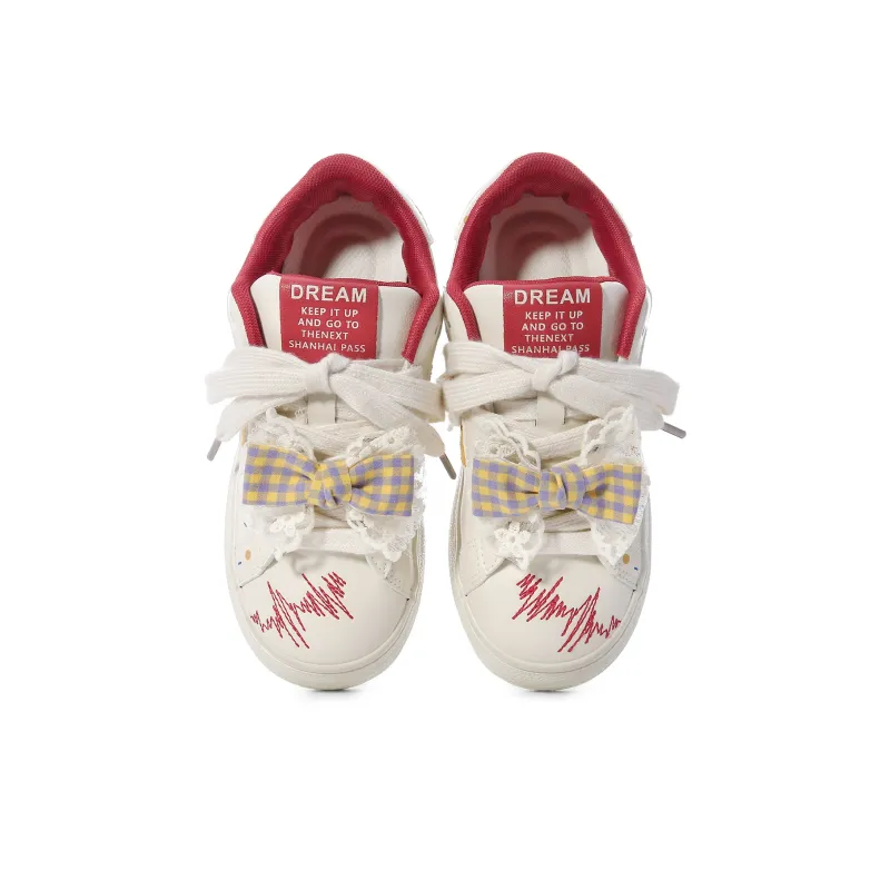 Lovely You Wear resistant And Lightweight Low Top Skateboard Shoes Women's Red Yellow-20