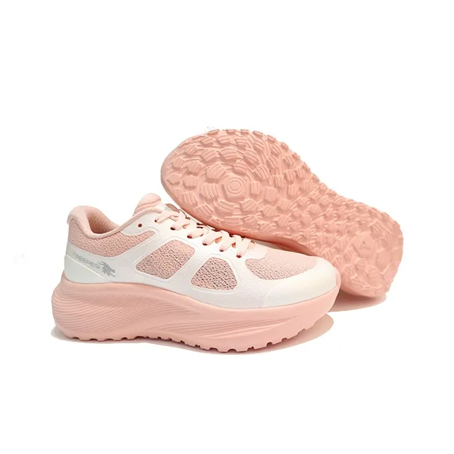 TREEPERI Running Shoes Women's Low Top Pink, Ecru-2