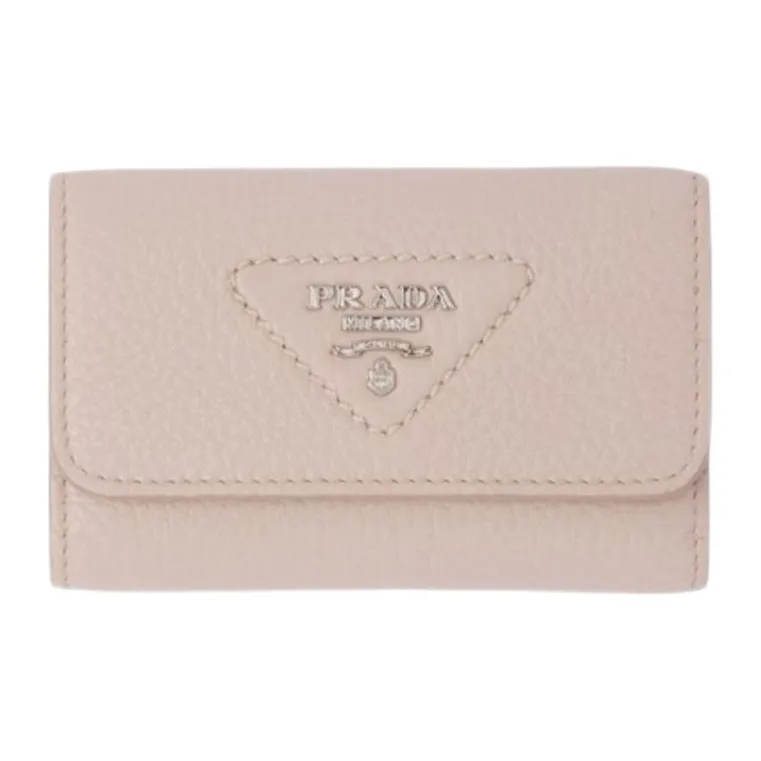 PRADA Leather Key Pouch Women's Water Lily Color-0