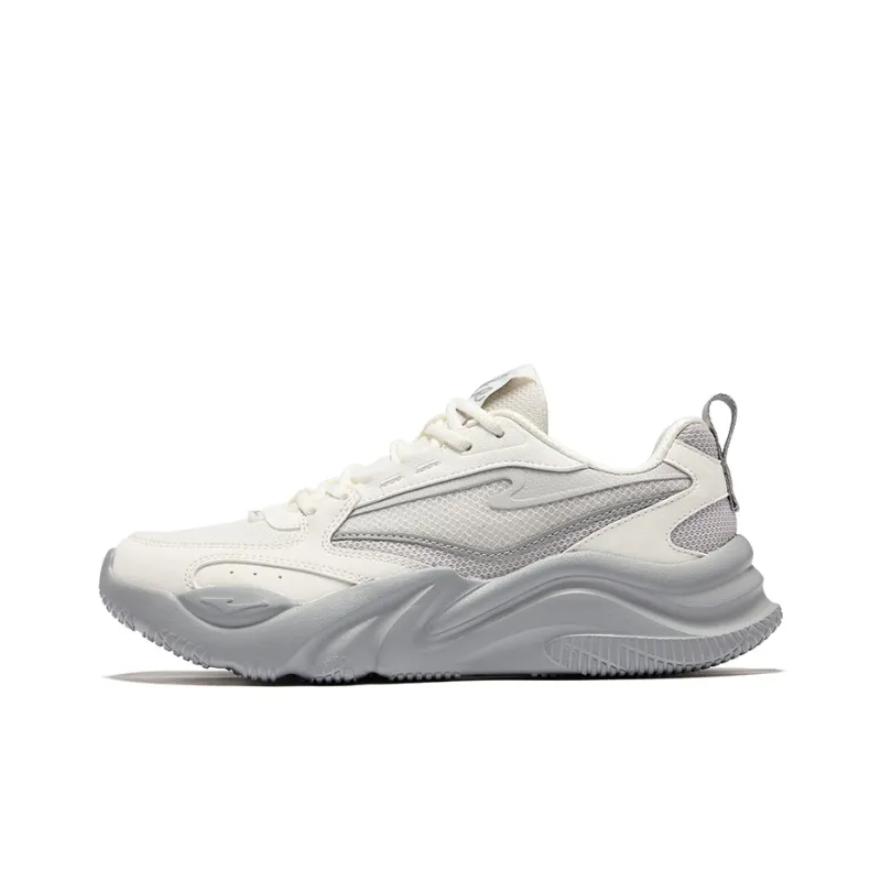 Erke Ci Wu Rebound Wear Resistant Breathable Low Top Casual Shoes Women's Microcrystal White Mist Gray-0