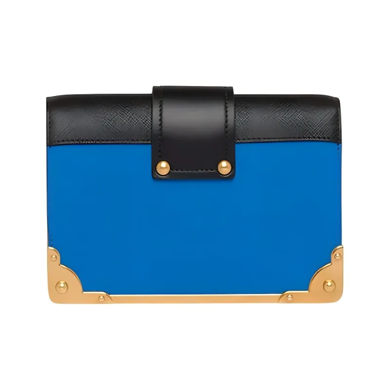 PRADA Cahier Calfskin Shoulder Bag Crossbody Bag Women's Sea Blue/Black-1