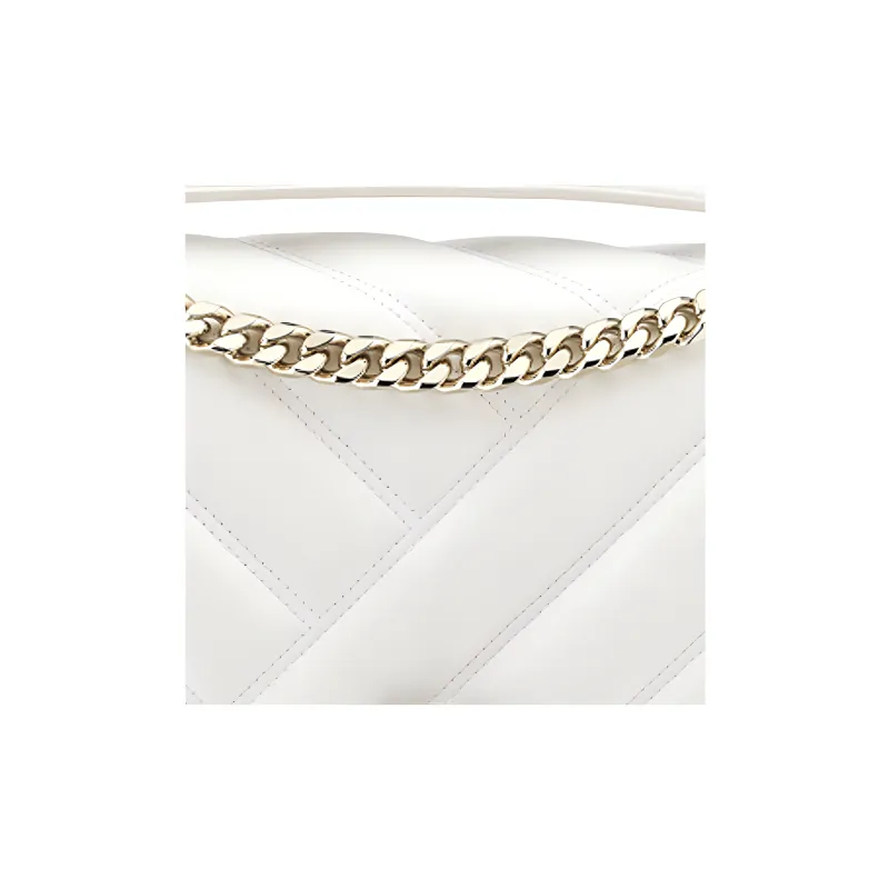 BVLGARI Cow Leather Crossbody Bag Large Size Women's White-4