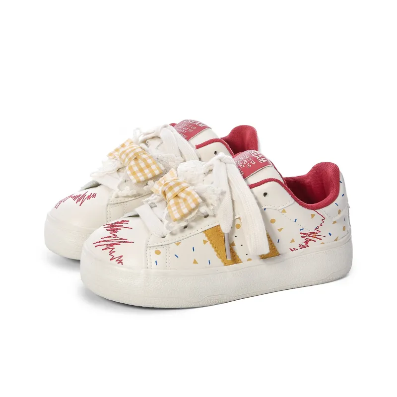 Lovely You Wear resistant And Lightweight Low Top Skateboard Shoes Women's Red Yellow-13
