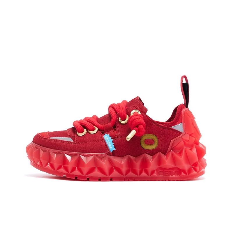 OETZI Low Top Skateboard Shoes Unisex Red-0