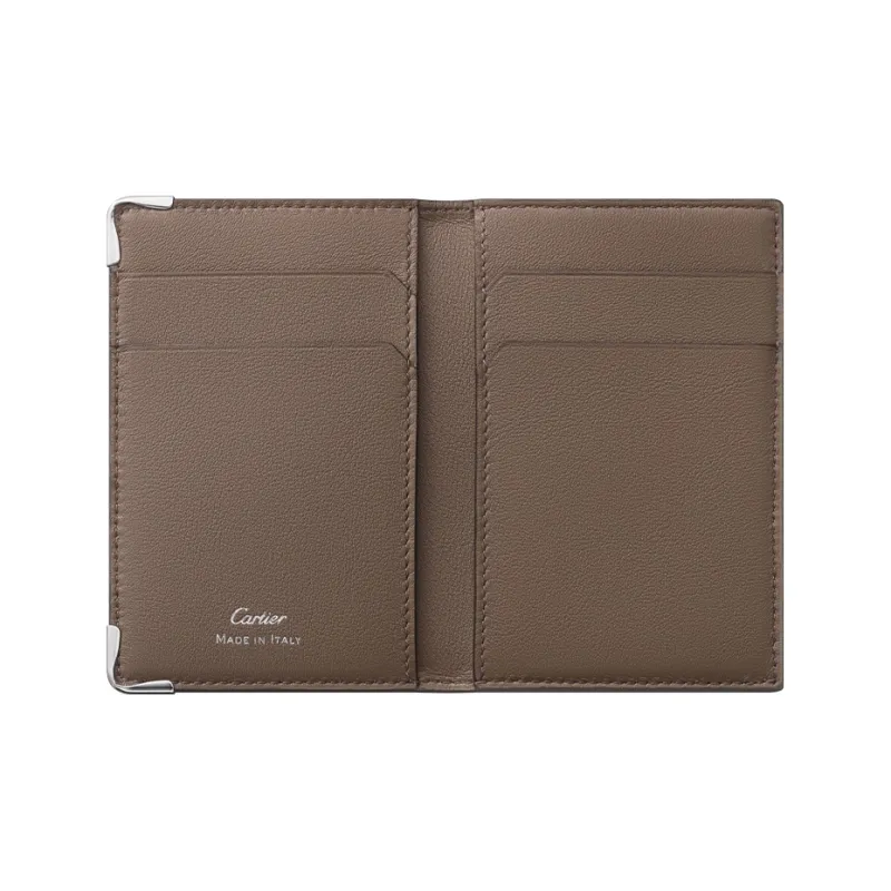 CARTIER Must De Cartier Cow Leather Card Holder Women's Gradient Gray Umber-2