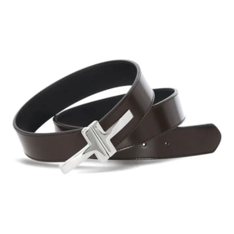 TOM FORD Logo Identification Leather Belts Men's Brown Width 3.2cm-2