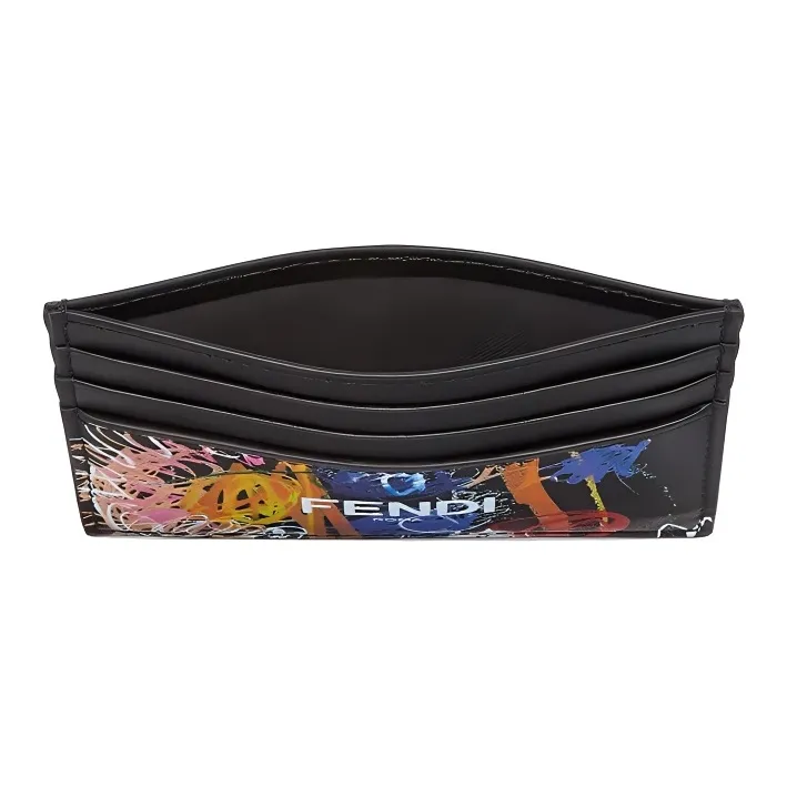 FENDI Calfskin Card Holder Card Holder Men's Black/Multicolor-2