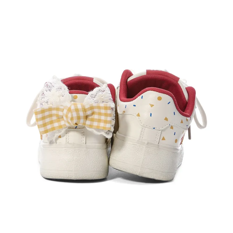 Lovely You Wear resistant And Lightweight Low Top Skateboard Shoes Women's Red Yellow-15