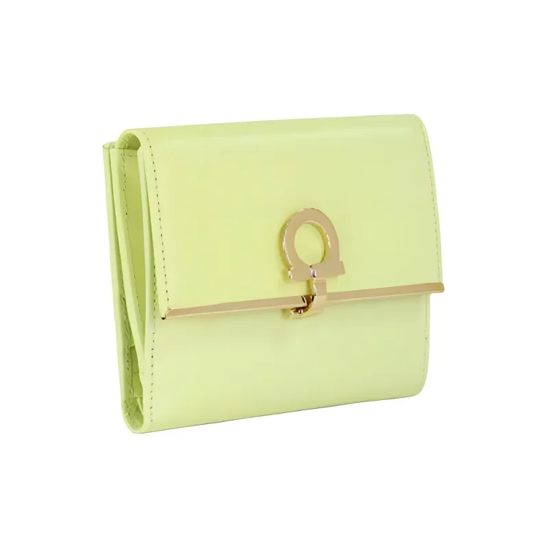 FERRAGAMO Leather Wallet Women's Green-1