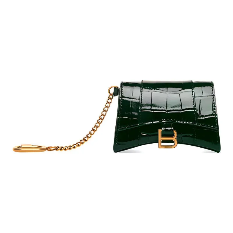 Balenciaga Hourglass Cow Leather With Sheepskin Leather Hourglass Bag Card Holder Women's Green-0