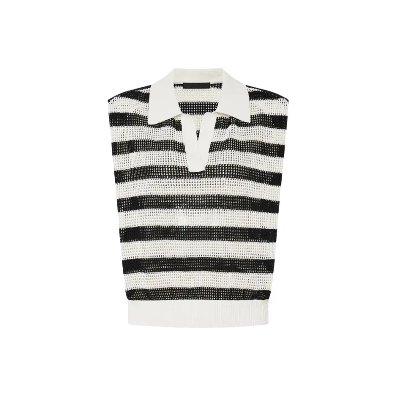 MOCO Knitwear Women's White Black Stripes-4