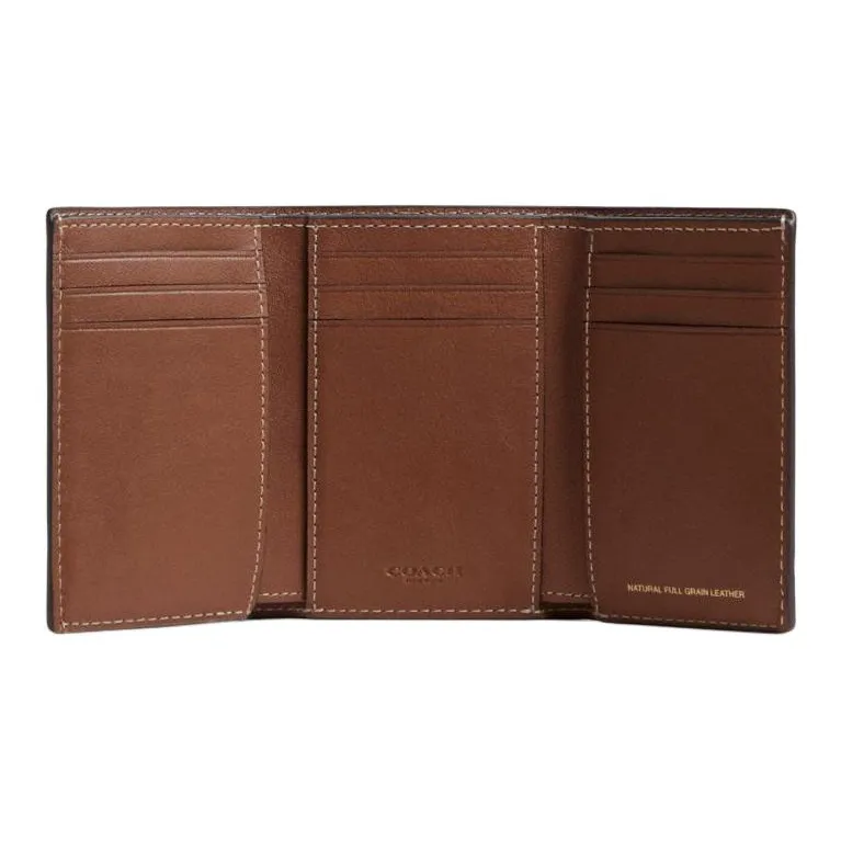 COACH Trifold Wallet Grained Leather Wallet Mini Men's Redwood Brown-2