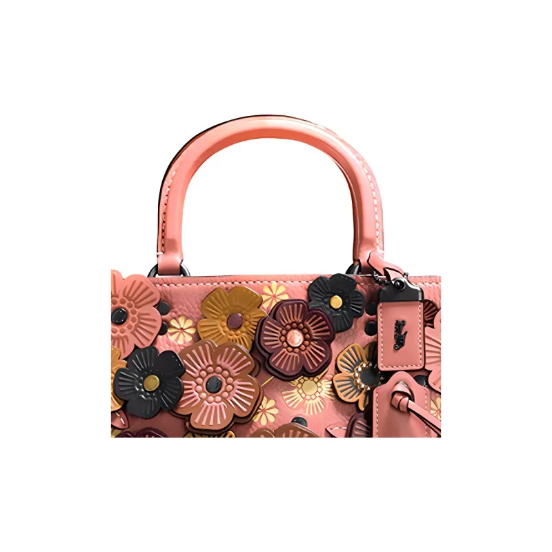 COACH Rogue Grained Leather Handbag Shoulder Bag Crossbody Bag Women's Pink-2