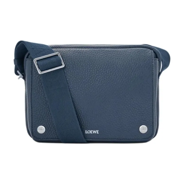LOEWE Anagram Calfskin Messenger Bag Crossbody Bag Medium Size Men's Indigo-0