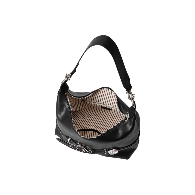 MCMIKO Split Cow Leather With Synthetic Leather Shoulder Bag, Crossbody Bag Women's Twilight Black-2