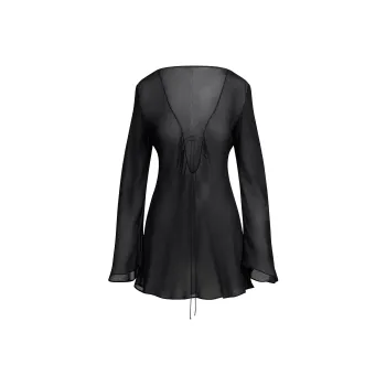 SKIMS SHEER COVER UPS LONG SLEEVE MINI DRESS Long Sleeved Dress Women's