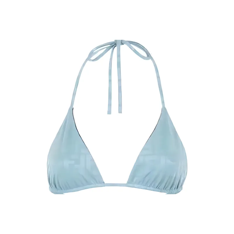 FENDI Jacquard Ff Motif Two Piece Swimsuit Light Blue-2