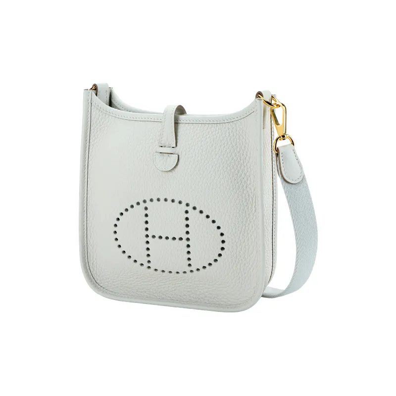 HERMES Evelyne Clemence Cow Leather Evelyn Shoulder Bag, Crossbody Bag Mini Women's Pearl White-1