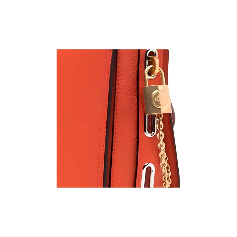 Mulberry Grain Cow Leather Shoulder Bag, Crossbody Bag Women's Orange-4