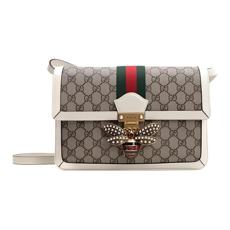GUCCI Queen Margaret Canvas With Leather Shoulder Bag Crossbody Bag Women's Ivory/Brown-0