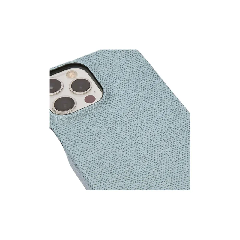 Valextra Millepunte Calfskin IPhone 13 Pro Max Protective Cover, Phone Case, Bag, Accessory Unisex Smoke Blue-2