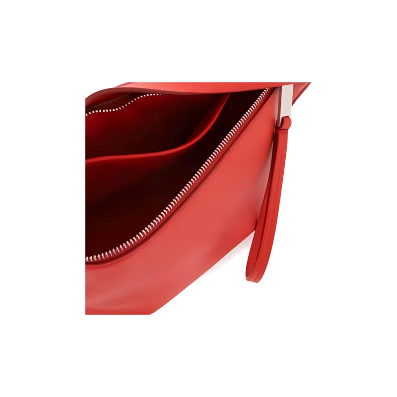 FERRAGAMO Grained Cow Leather Clutch Men's Red-3