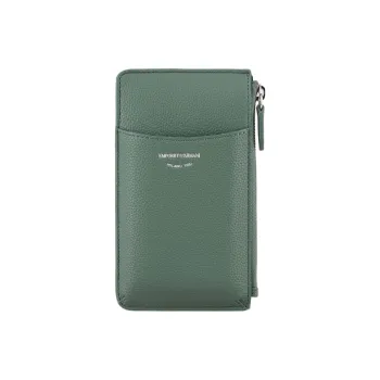 EMPORIO ARMANI MyEA Synthetic Leather Cell Phone Pouch Card Holder, Wallet Women's Pea Green