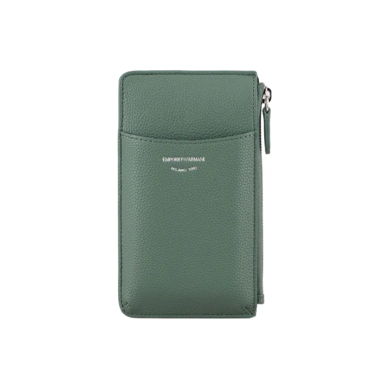 EMPORIO ARMANI MyEA Synthetic Leather Cell Phone Pouch Card Holder, Wallet Women's Pea Green-0