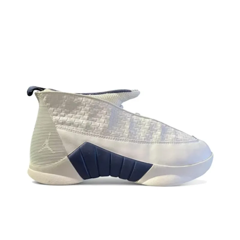 Jordan Air Jordan 15 Abrasion Resistant Mid Top Vintage Basketball Shoes Men's White-1