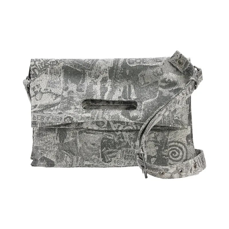 URBAN REVIVO Fabric Shoulder Bag, Crossbody Bag Tubas Women's Cool Gray-0