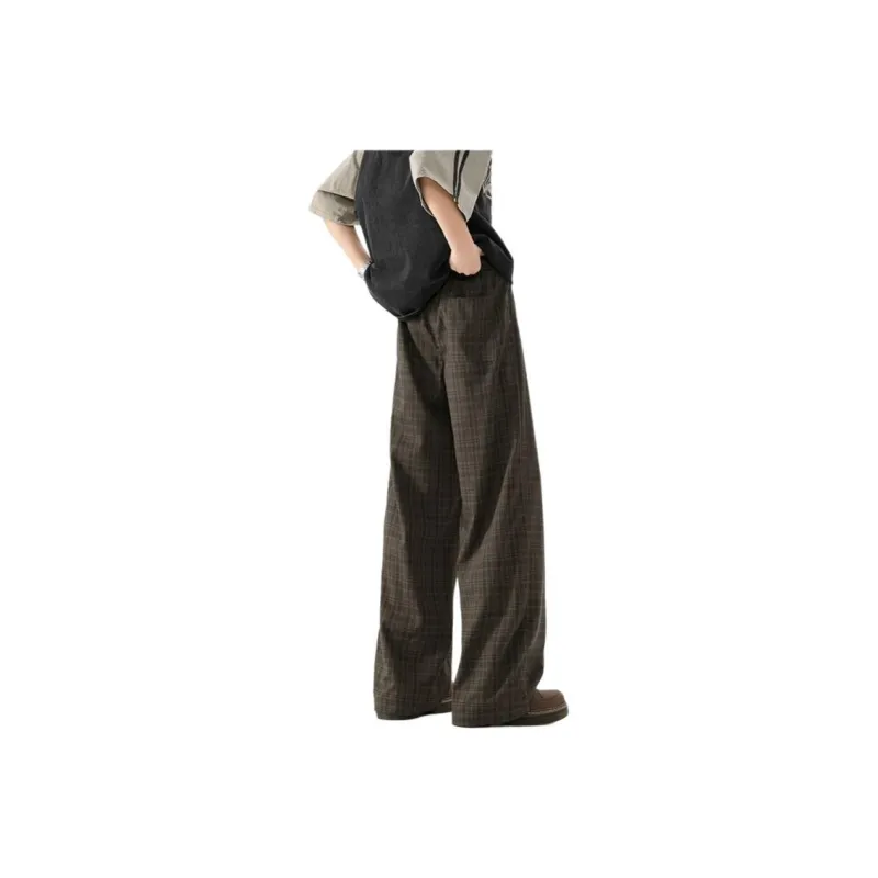BEAR UNION Casual Pants Unisex Black White Plaid-7