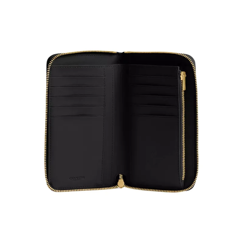 COACH Essential Polished Pebbled Leather Wallet Medium Size Women's Black-2