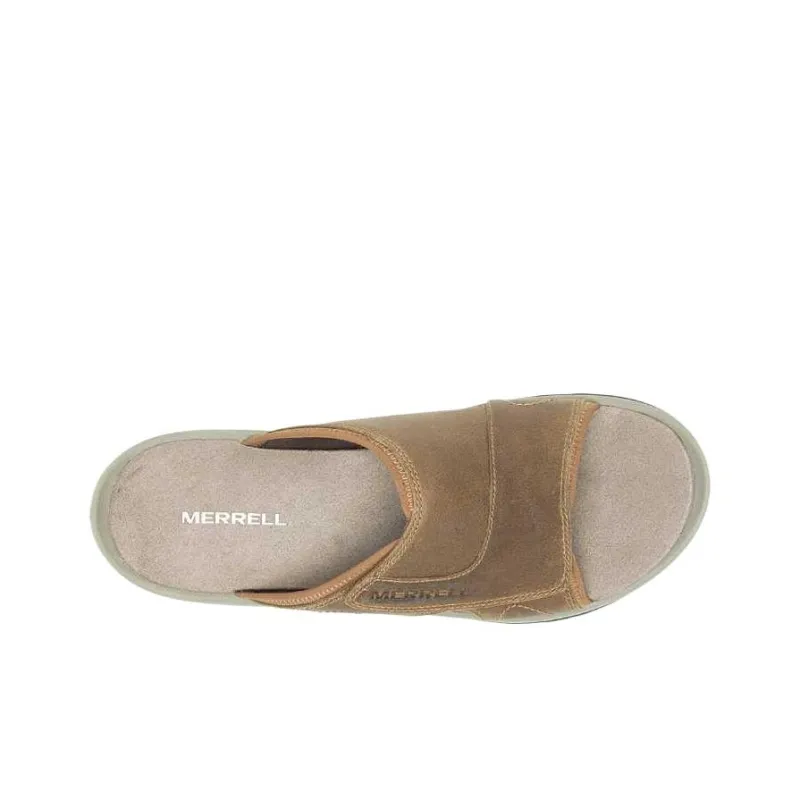 MERRELL Slip Resistant Odor Resistant Abrasion Resistant Slide Slippers Men's Brown-2