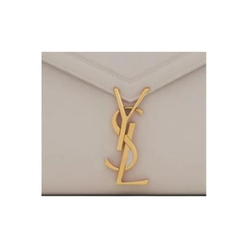 SAINT LAURENT CASSANDRA Cow Leather Envelope Bag, Shoulder Bag, Crossbody Bag Women's Vintage White & Red-7