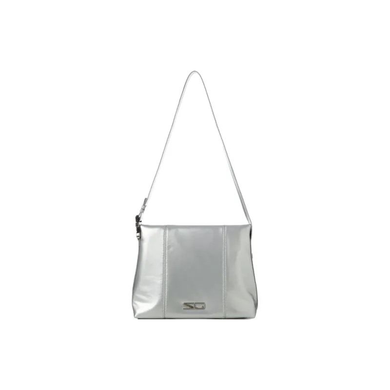 SQUARE Line Microfiber Synthetic Leather Shoulder Bag Medium Size Women's Multicolor-0