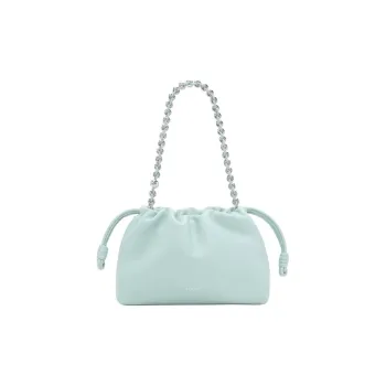 LOEWE Flamenco Napa Lambskin Shoulder Bag Medium Size Women's Ice Blue