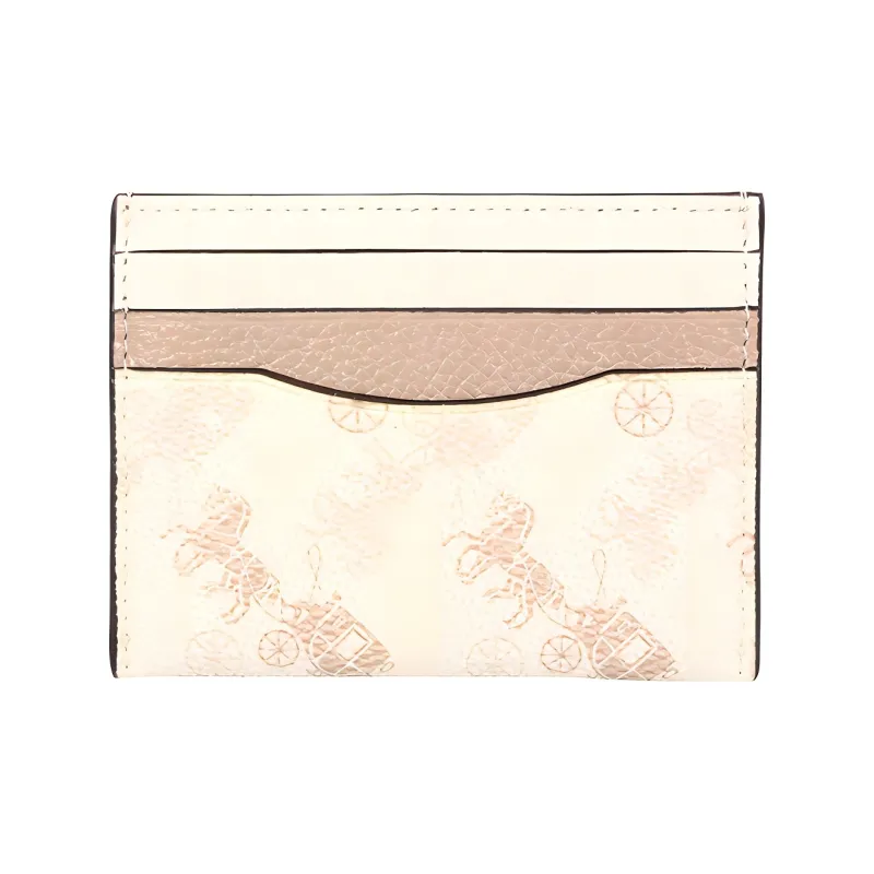 COACH Card Case PVC Polyvinyl Chloride Coin Purse, Card Holder Trumpets Women's White Print-0
