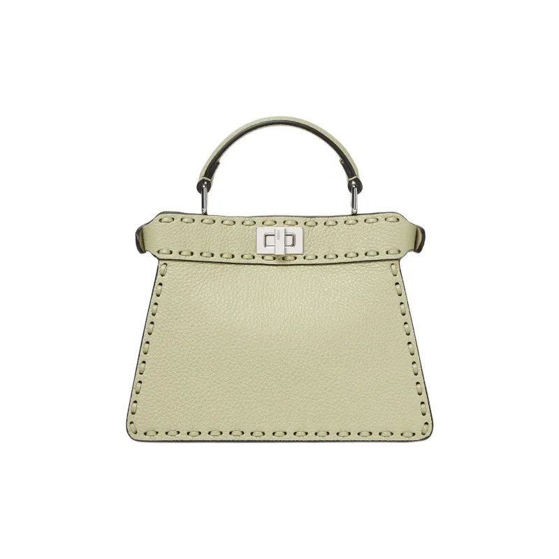 FENDI Peekaboo ISeeU Calfskin One Shoulder Handbag Small Size Women's Green-3