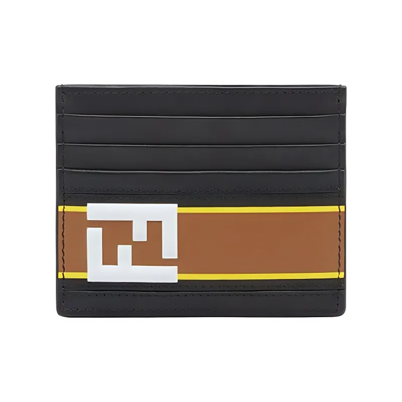 FENDI Leather Card Holder Card Holder Men's Green/Black-0