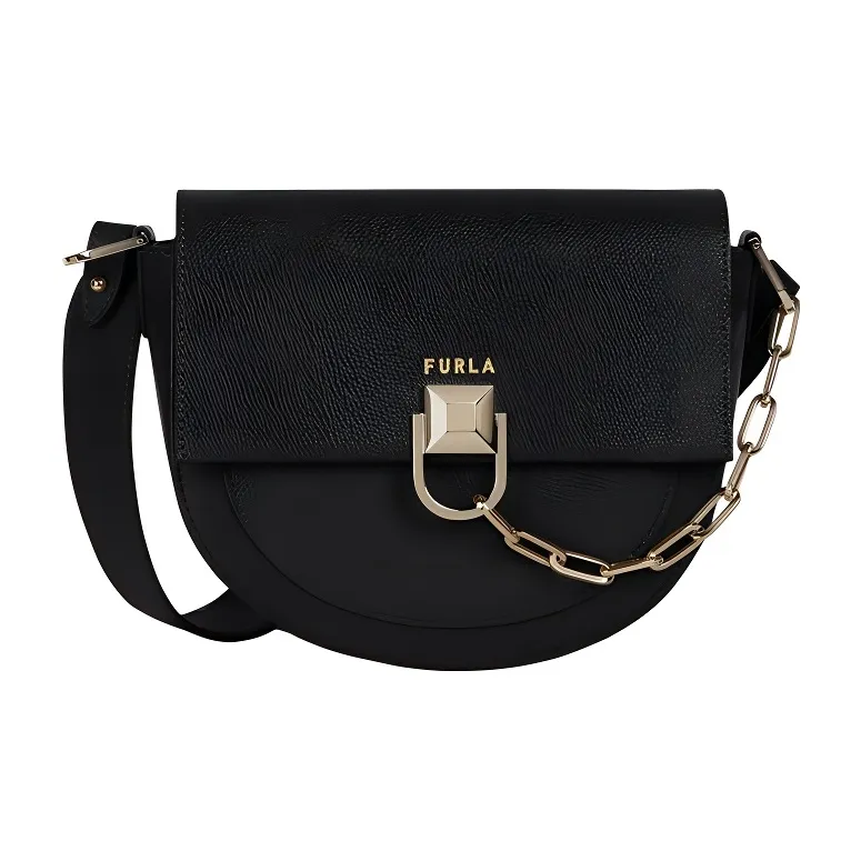 Furla Miss Mimi Collection Cow Leather Saddle Bags Shoulder Bags Mini Women's Black-0