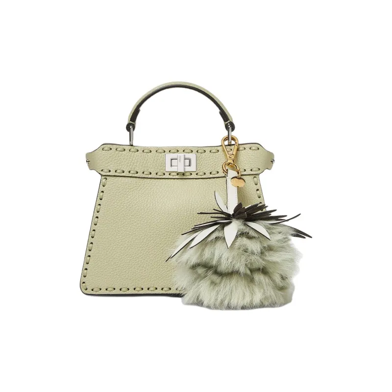 FENDI Peekaboo ISeeU Calfskin One Shoulder Handbag Small Size Women's Green-1