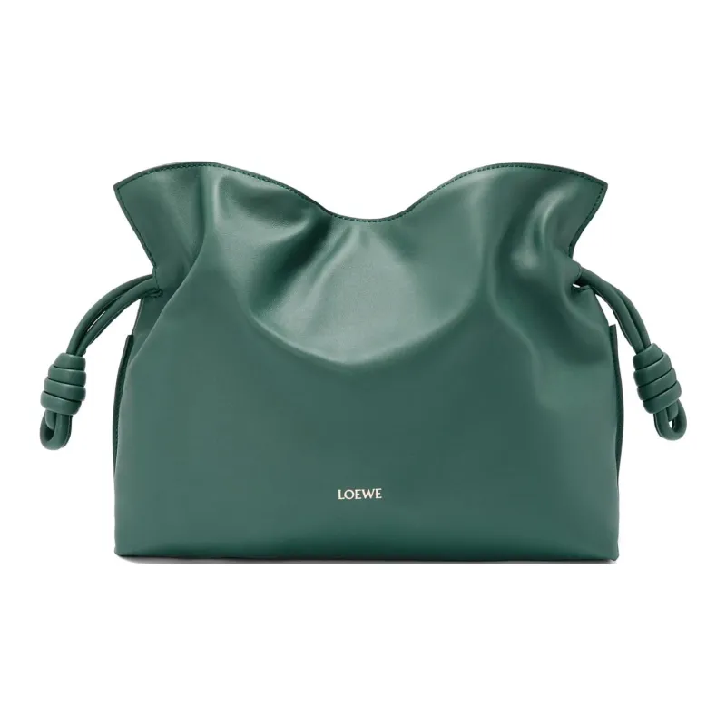 LOEWE Flamenco Napa Calf Leather Clutch Bag Over The Shoulder Medium Size Women's Vanilla Grass Green-0