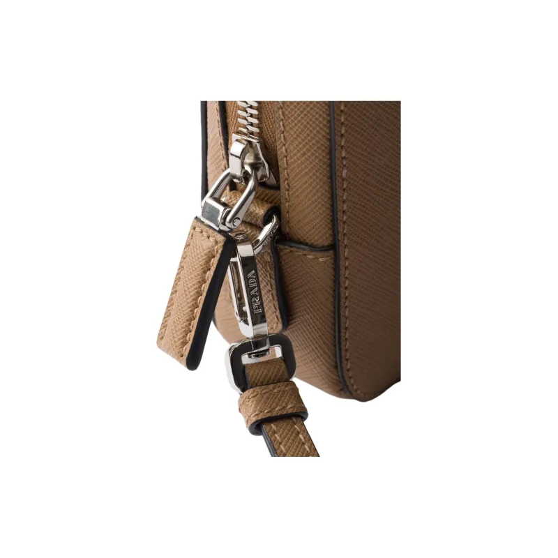 PRADA Saffiano Calfskin Clutch Men's Caramel-4