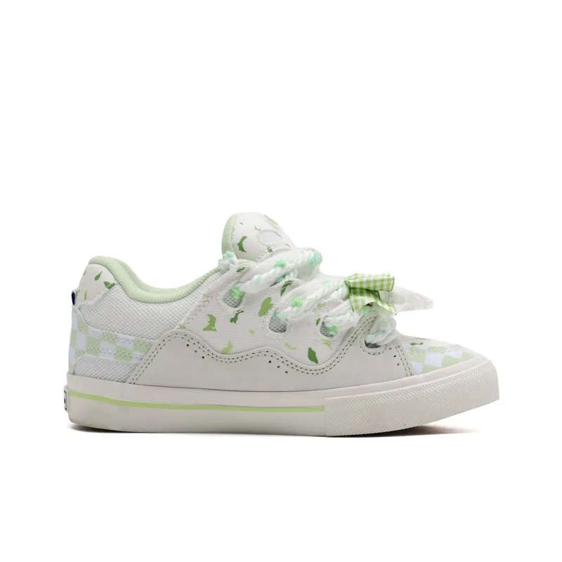 Yalu Wear resistant And Lightweight Low Top Skateboard Shoes Women's Cream Blue-21