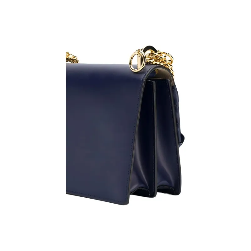 FENDI Kan I Cow Leather Shoulder Bag Small Size Women's Dark Blue-4