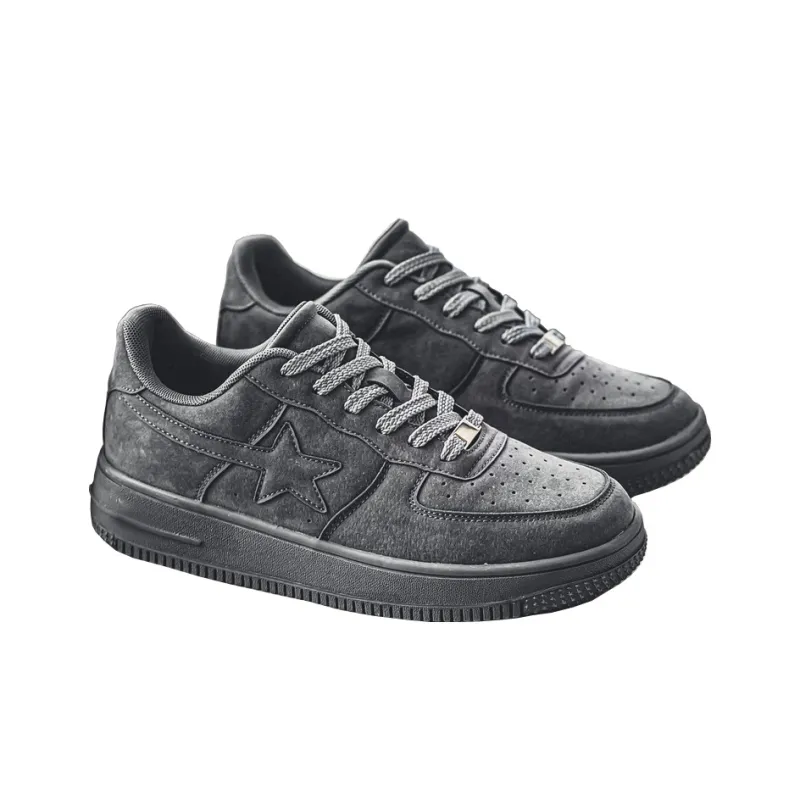 GQWE Anti-Slip Wear-Resistant Low-Top Vintage Star Skateboard Shoes Men's-16